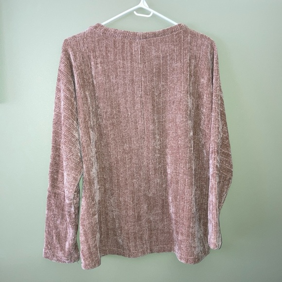 Chenault Tan Ribbed Long Sleeve Sweatshirt - Picture 5 of 10